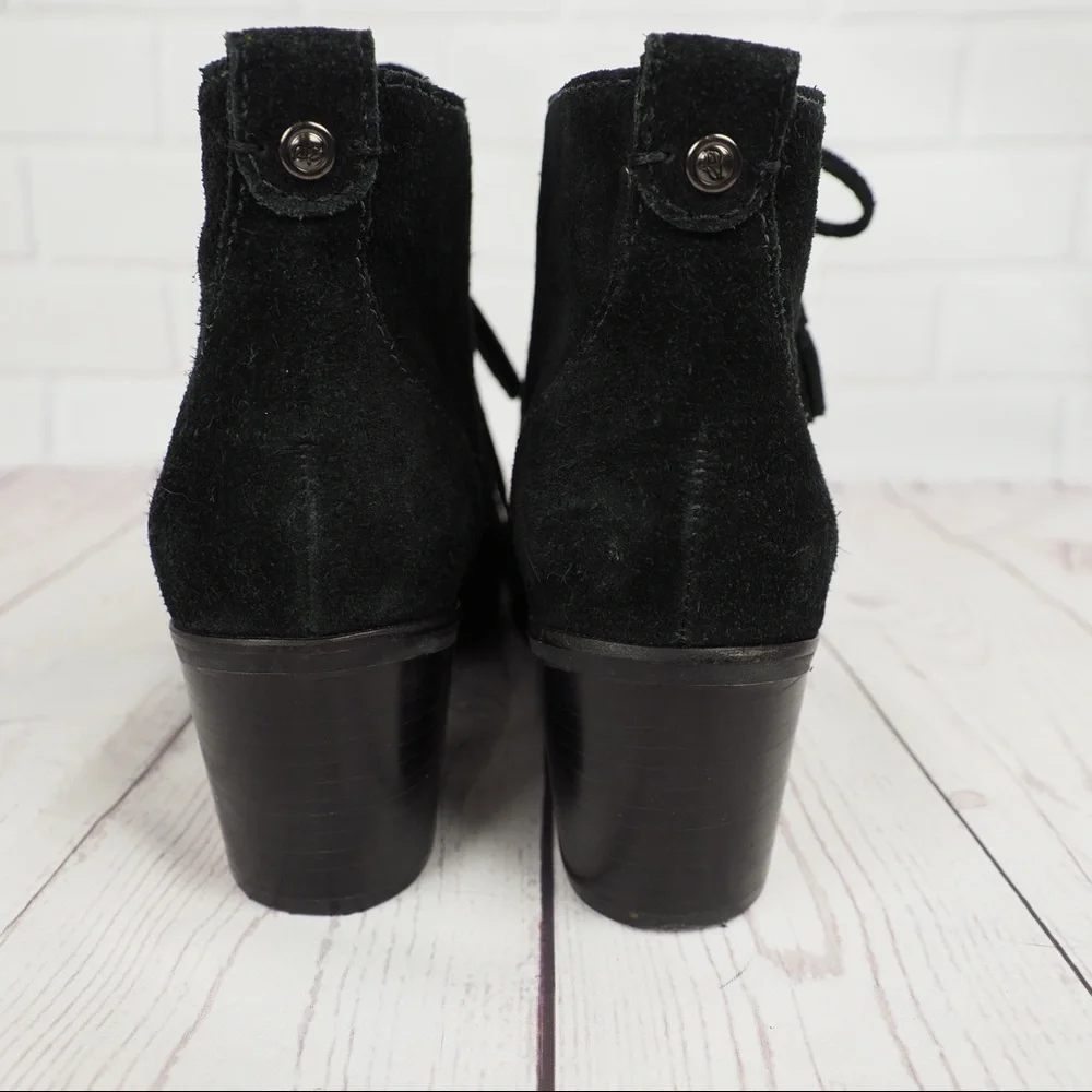 Nurture sz 5.5 black suede lace up heeled booties